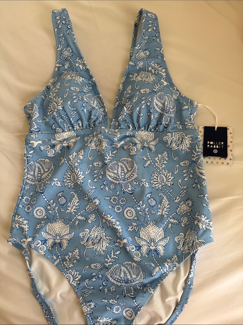 NWT Roller Rabbit Women’s Blue Floral One-Piece Swimsuit